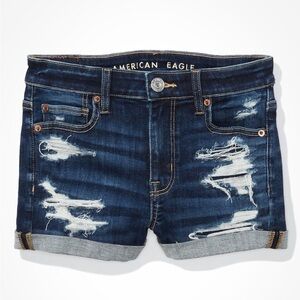 American Eagle Outfitters Distressed Dark Blue Denim Jean Shorts